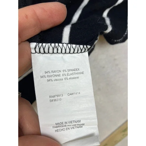 BumpStart Womens Maternity Cardigan Medium Black White Striped Open Front Rayon - Picture 5 of 6